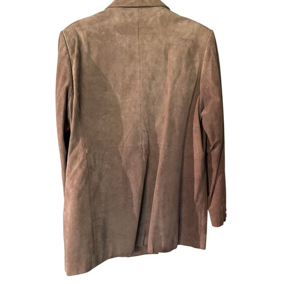 Vintage Womens Double-Breasted Genuine Leather Blazer Jacket Size XL Tan Made In - Picture 4 of 14